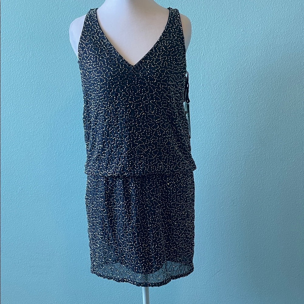 Gracia Navy Satin Dress with Subtle Sheen